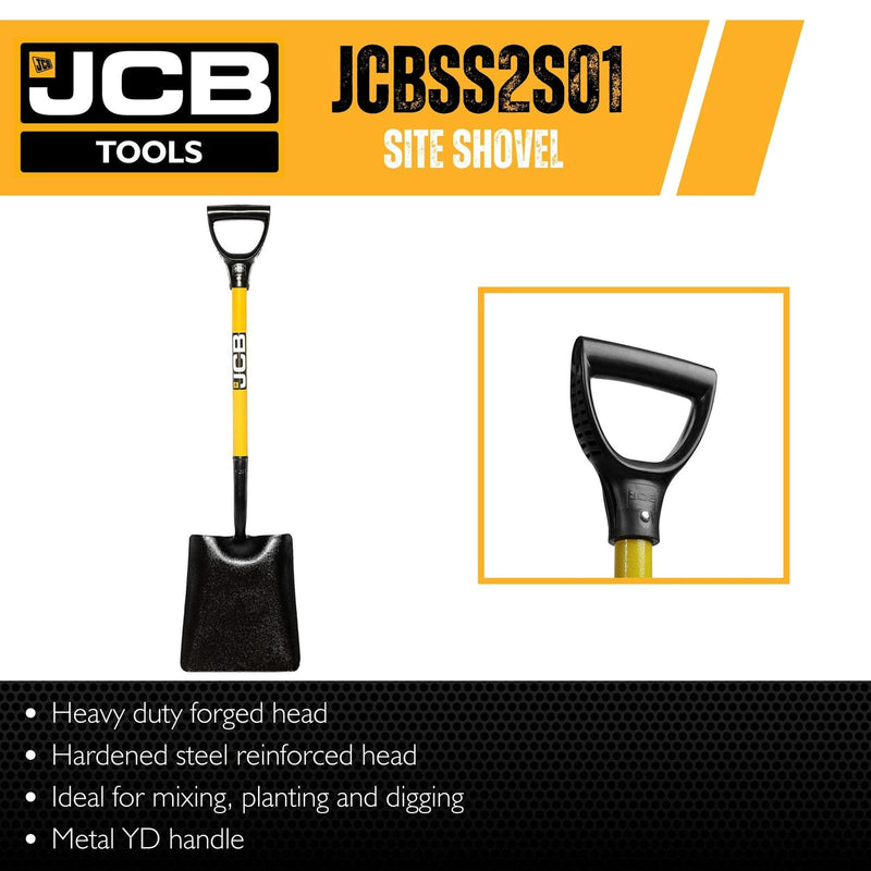 JCB Spades JCB Professional Square Mouth Site Shovel, Heavy-Duty Steel Blade, 250 x 300mm Blade JCBSS2S01 - Buy Direct from Spare and Square