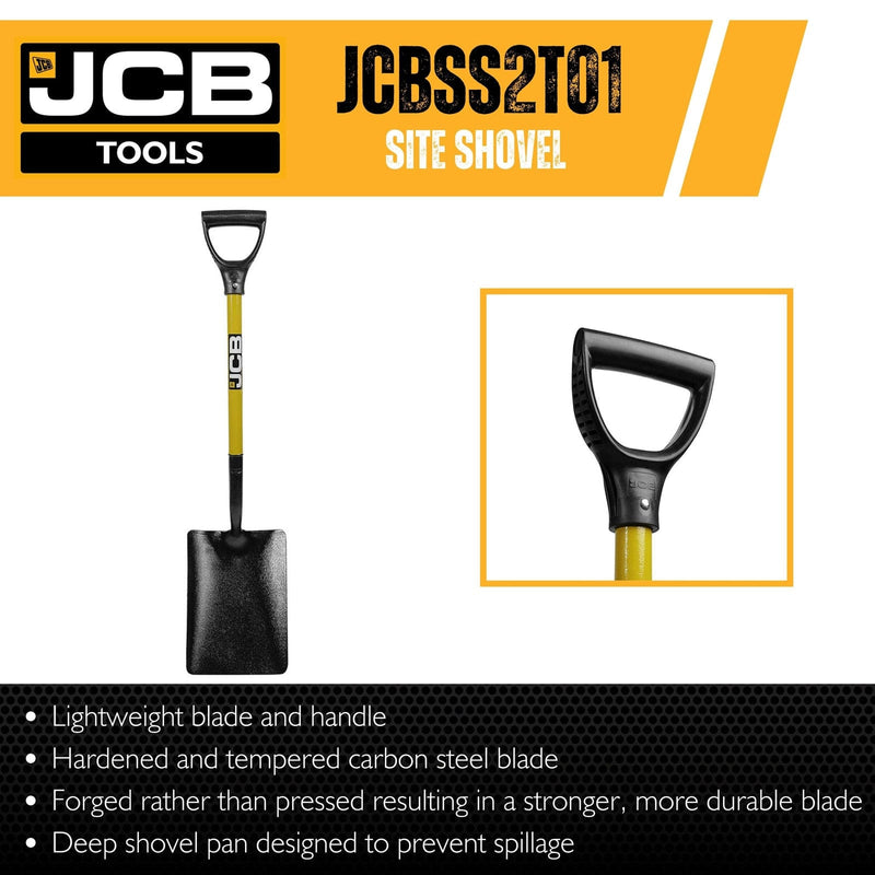 JCB Spades JCB Professional Taper Mouth Site Shovel, Heavy-Duty Steel Blade, 230-210 x 305mm Blade JCBSS2T01 - Buy Direct from Spare and Square