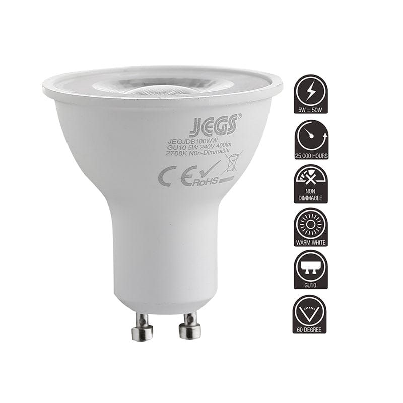 Jegs Light Bulb GU10 LED 5w 2700k 400lm Lamp / Bulb - Pack of 3 JDB100WW - Buy Direct from Spare and Square