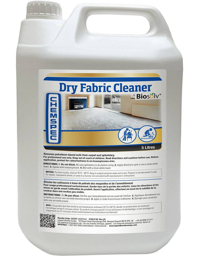 Legend Brands Europe Cleaning Chemicals Chemspec - DRY FABRIC CLEANER (HAZ) (5Litre Bottle) 729678950461 123377 - Buy Direct from Spare and Square