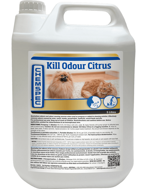 Legend Brands Europe Cleaning Chemicals Chemspec - KILL ODOUR CITRUS (5Litre Bottle) 729678950607 126076 - Buy Direct from Spare and Square