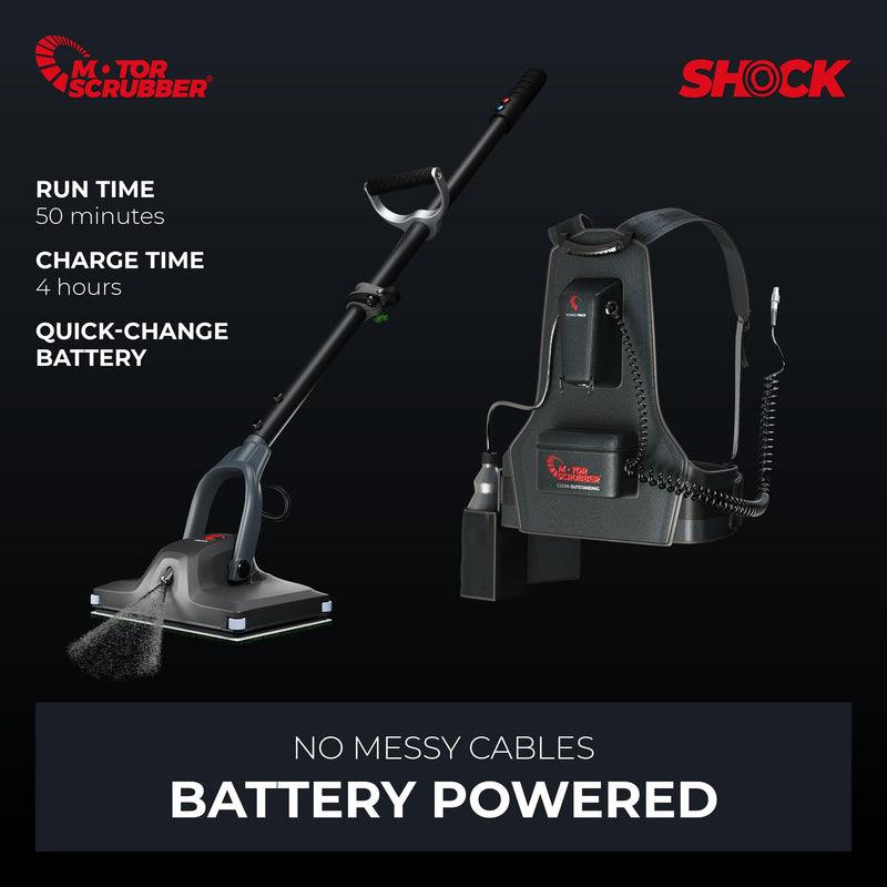 Motor Scrubber Scrubber Dryer MotorScrubber Shock Starter Kit With Battery Backpack - Oscillating Deep Cleaner MSSHOCKCOMP - Buy Direct from Spare and Square