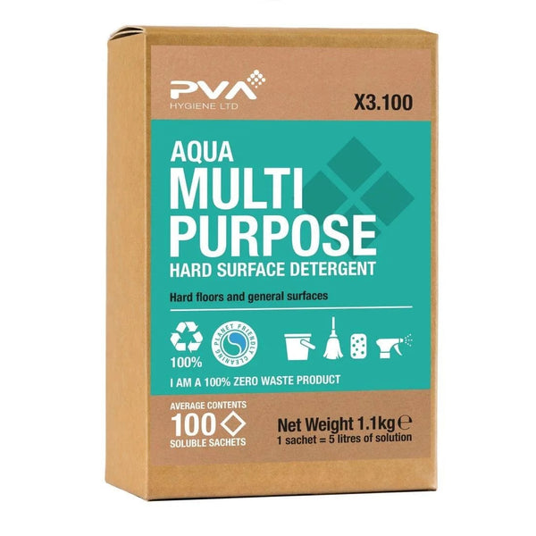 PVA Hygiene Cleaning Chemicals PVA Aqua Multi Purpose - 5L Bucket Sachets - Pack of 100 5060502480200 A3:100 - Buy Direct from Spare and Square
