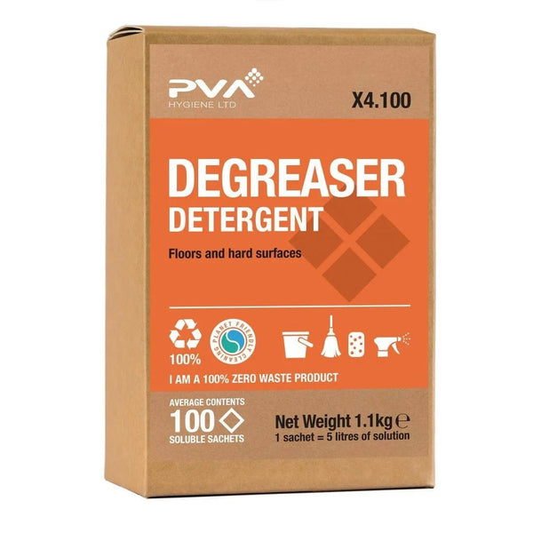 PVA Hygiene Cleaning Chemicals PVA Unperfumed Degreaser - 5L Bucket Sachets - Pack of 100 5060502480132 A4:100 - Buy Direct from Spare and Square