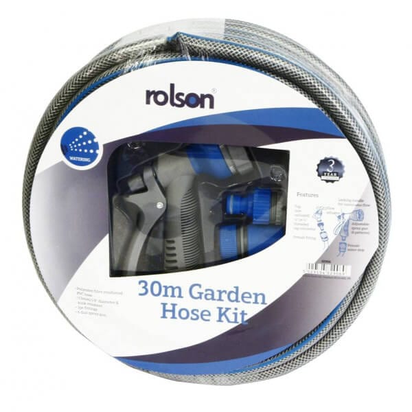 Rolson Garden Accessory Rolson 30m Garden Hose Kit With Connectors And Spray Gun 5029594829069 82906 - Buy Direct from Spare and Square