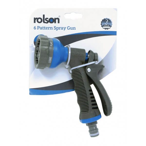Rolson Garden Accessory Rolson 6 Function Hose Spray Gun With Soft Grip Handle 5029594829212 82921 - Buy Direct from Spare and Square