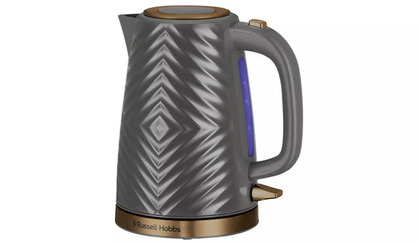 Russell Hobbs Kettle Russell Hobbs Grey and Gold Groove 1.7 Litre Kettle 5038061143584 26382 - Buy Direct from Spare and Square
