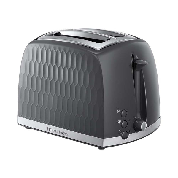 Russell Hobbs Toasters Russell Hobbs 26063 Honeycomb Grey 2-Slice Toaster 5038061105315 26063 - Buy Direct from Spare and Square