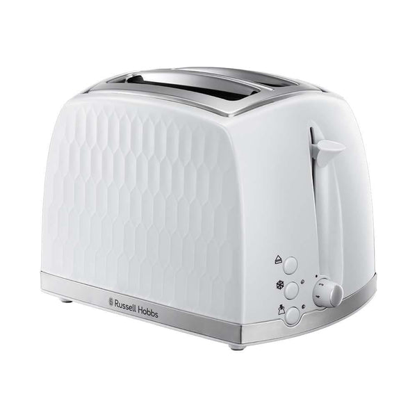 Russell Hobbs Toasters Russell Hobbs Honeycomb 2 Slice White Plastic Toaster 26060 5038061105254 26060 - Buy Direct from Spare and Square