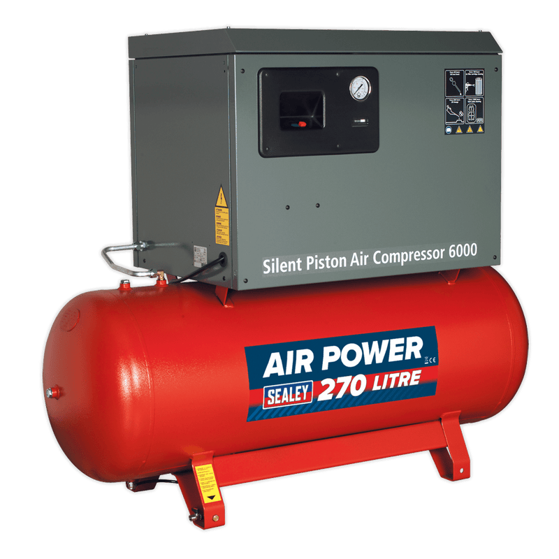 Sealey Air Compressor 270L Belt Drive Air Compressor 5.5hp 3ph 2-Stage with Cast Cylinders Low Noise-SAC42755BLN 5051747570375 SAC42755BLN - Buy Direct from Spare and Square