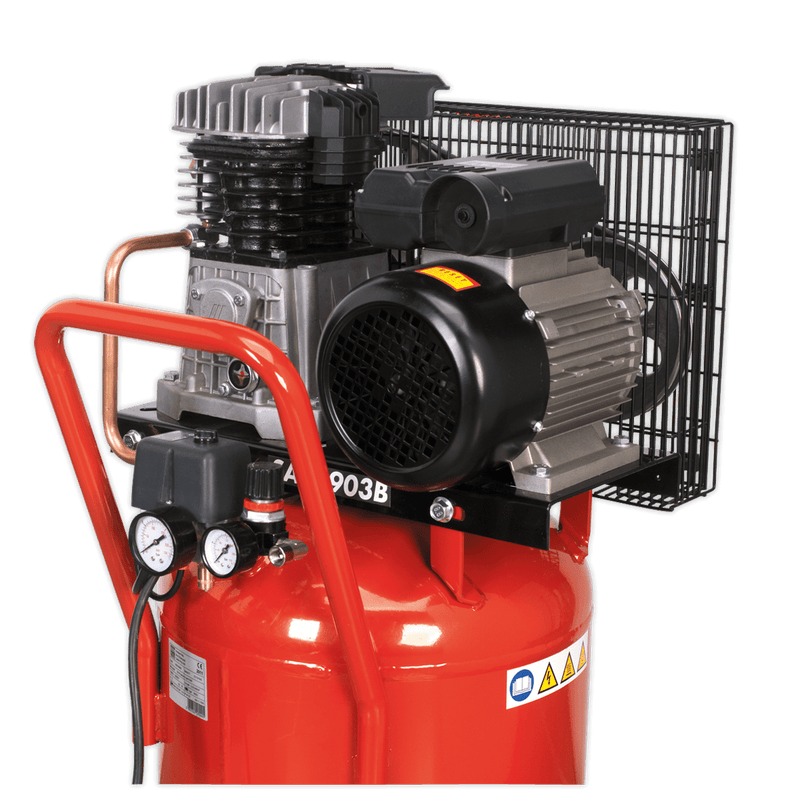 Sealey Air Compressor 90L Belt Drive Vertical Compressor 3hp-SAC1903B 5051747570405 SAC1903B - Buy Direct from Spare and Square