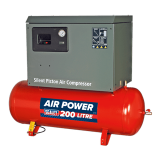 Sealey Air Compressor Sealey Belt Drive 200l 3hp Low-Noise Air Compressor With Cast Cylinders - 145psi (10bar) SAC2203BLN - Buy Direct from Spare and Square