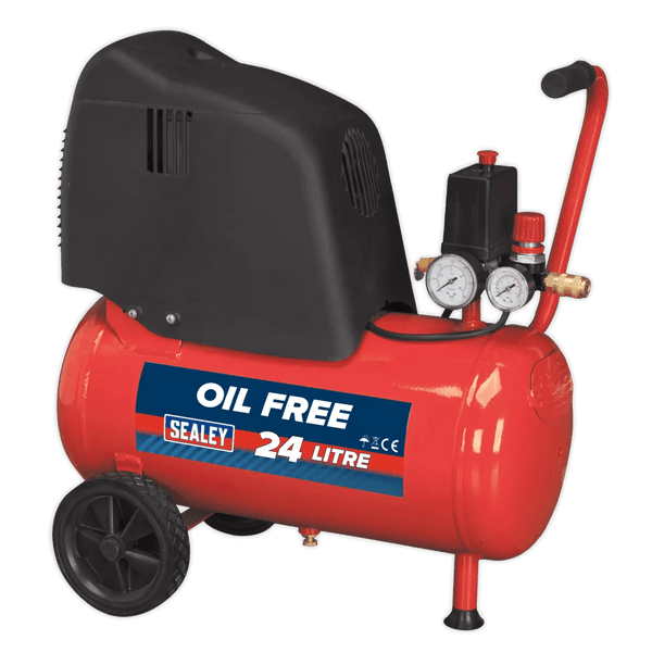 Sealey Air Compressor Sealey Belt Driven 24l 1.5hp Oil Free Air Compressor - 116psi (8bar) SAC02415 - Buy Direct from Spare and Square