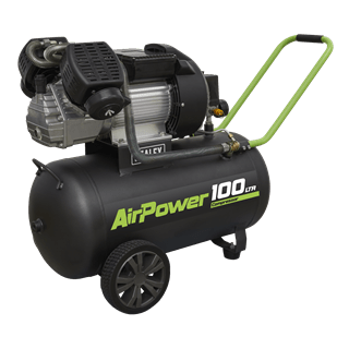 Sealey Air Compressor Sealey Direct Drive 100l 3hp V-Twin Air Compressor - 116psi (8bar) SAC10030VE - Buy Direct from Spare and Square