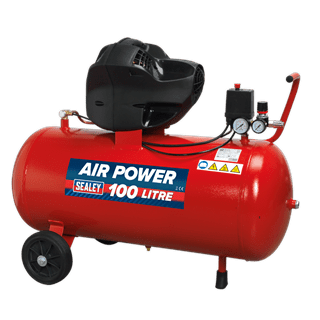 Sealey Air Compressor Sealey Direct Drive 100l V-Twin 3hp Air Compressor Oil Free - 116psi (8bar) SAC10030F - Buy Direct from Spare and Square