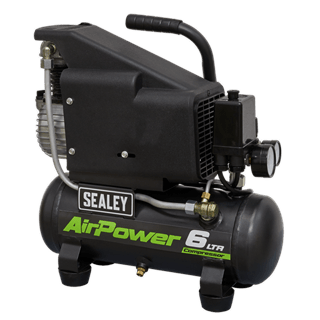 Sealey Air Compressor Sealey Direct Drive 6l 1hp Air Compressor - 116psi (8bar) SAC0610E - Buy Direct from Spare and Square