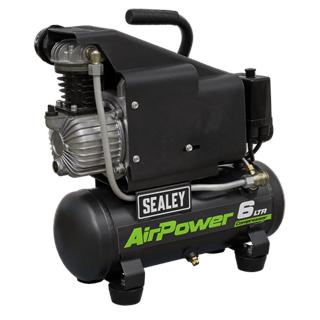 Sealey Air Compressor Sealey Direct Drive 6l 1hp Air Compressor - 116psi (8bar) SAC0610E - Buy Direct from Spare and Square