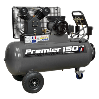 Sealey Air Compressor Sealey Premier Belt Drive 150l 3hp Air Compressor With Front Control Panel - 145psi (10bar) SAC3153B - Buy Direct from Spare and Square