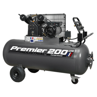 Sealey Air Compressor Sealey Premier Belt Drive 200l 3hp Air Compressor With Front Control Panel - 145psi (10bar) SAC3203B - Buy Direct from Spare and Square