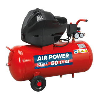 Sealey Air Compressor Sealey V-Twin Direct Drive 50l 3hp Oil Free Air Compressor - 116psi (8bar) SAC05030F - Buy Direct from Spare and Square