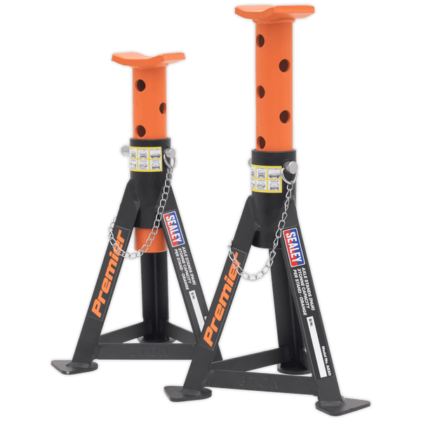 Sealey Axle Stands Axle Stands (Pair) 3 Tonne Capacity per Stand - Orange-AS3O 5054511243956 AS3O - Buy Direct from Spare and Square