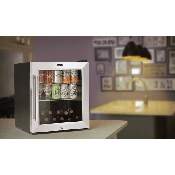 Sealey Baridi 50L Tabletop Drinks Fridge, Mini Beer Cooler, Glass Door, Stainless Steel 5054630048210 DH75 - Buy Direct from Spare and Square