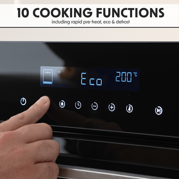 Sealey Baridi 60cm Built-In Fan Assisted, Single, Integrated 10 Function Electric Oven, Touchscreen Controls, 72L Capacity, Black 5056514614108 DH199 - Buy Direct from Spare and Square