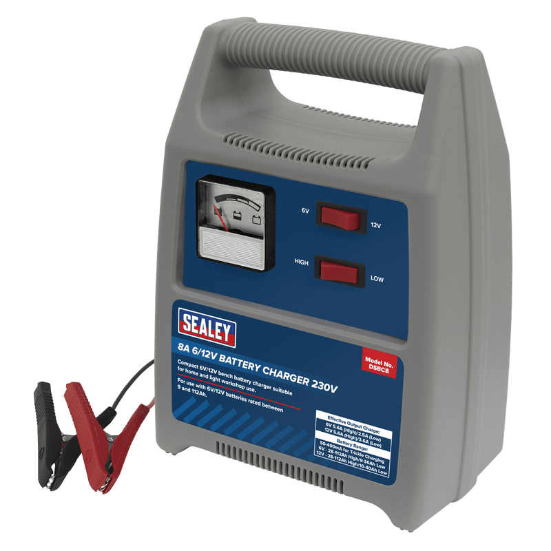 Sealey Battery Charger 8A 6/12V 230V 5054630015304 DSBC8 - Buy Direct from Spare and Square