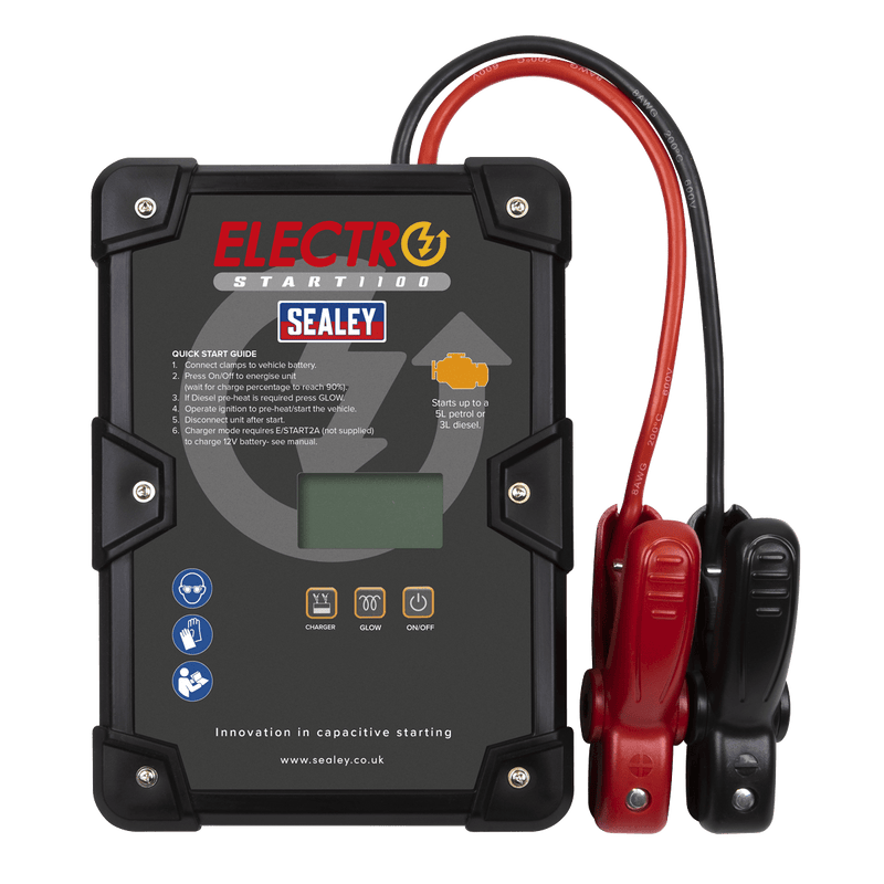 Sealey Battery Maintenance 12V 1100A ElectroStart® Batteryless Jump Starter-E/START1100 5054511349887 E/START1100 - Buy Direct from Spare and Square