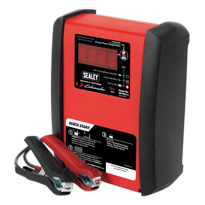 Sealey Battery Maintenance Schumacher® 15A 12V Automatic Smart Battery Charger & Maintainer-SPI15S 5054511421286 SPI15S - Buy Direct from Spare and Square