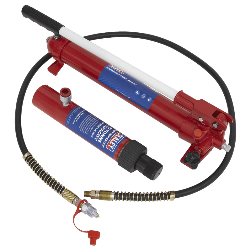 Sealey Body Repair 10 Tonne Snap Push Ram with Pump & Hose Assembly-RE97.10-COMBO 5054511513127 RE97.10-COMBO - Buy Direct from Spare and Square