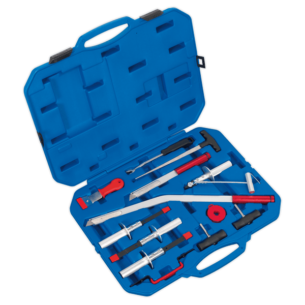Sealey Body & Trim 14pc Windscreen Removal Tool Kit-WK14 5051747851603 WK14 - Buy Direct from Spare and Square