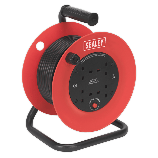 Sealey Cable Reels 25m Heavy-Duty Cable Reel with Thermal Trip - 230V-CR25/1.5 5024209117937 CR25/1.5 - Buy Direct from Spare and Square