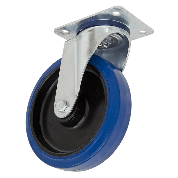 Sealey Castor Wheels Ø100mm Heavy-Duty Blue Elastic Rubber Swivel Castor Wheel - Trade-SCW3100SPEM 5054630024924 SCW3100SPEM - Buy Direct from Spare and Square