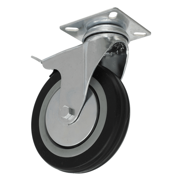 Sealey Castor Wheels Ø125mm Castor Wheel Swivel Plate with Brake-SCW1125SPL 5054511771756 SCW1125SPL - Buy Direct from Spare and Square