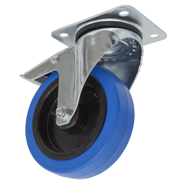 Sealey Castor Wheels Ø125mm Castor Wheel Swivel Plate with Total Lock-SCW3125SPL 5054511762785 SCW3125SPL - Buy Direct from Spare and Square