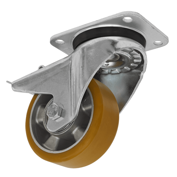 Sealey Castor Wheels Ø125mm Castor Wheel Swivel Plate with Total Lock-SCW5125SPL 5054511764000 SCW5125SPL - Buy Direct from Spare and Square