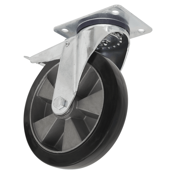 Sealey Castor Wheels Ø152mm Heavy-Duty Rubber Castor Wheel Swivel with Total Lock - Trade-SCW5152SPLEM 5054630029042 SCW5152SPLEM - Buy Direct from Spare and Square