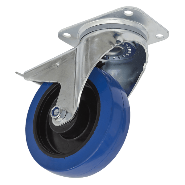 Sealey Castor Wheels Ø160mm Castor Wheel Swivel Plate with Total Lock-SCW3160SPL 5054511762907 SCW3160SPL - Buy Direct from Spare and Square