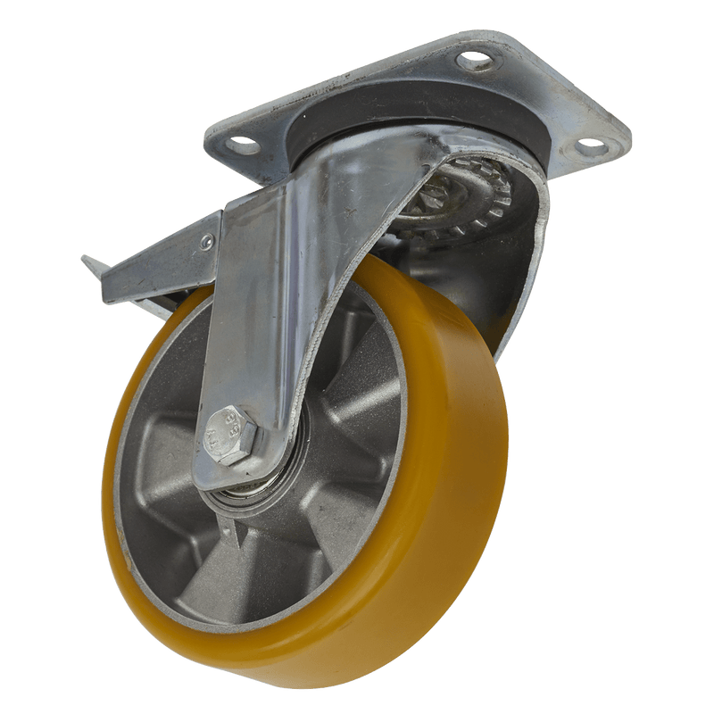 Sealey Castor Wheels Ø160mm Castor Wheel Swivel Plate with Total Lock-SCW5160SPL 5054511764017 SCW5160SPL - Buy Direct from Spare and Square