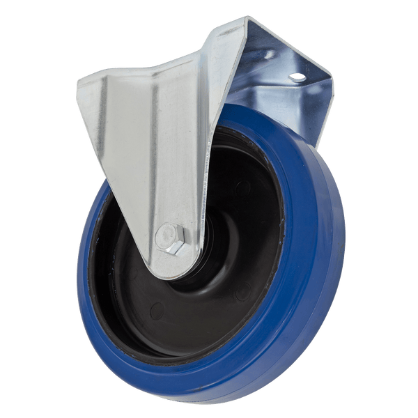 Sealey Castor Wheels Ø160mm Heavy-Duty Blue Elastic Rubber Fixed Castor Wheel - Trade-SCW3160FPEM 5054630028670 SCW3160FPEM - Buy Direct from Spare and Square