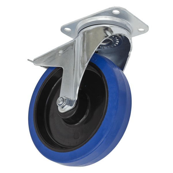 Sealey Castor Wheels Ø200mm Castor Wheel Swivel Plate with Total Lock-SCW3200SPL 5054511762891 SCW3200SPL - Buy Direct from Spare and Square