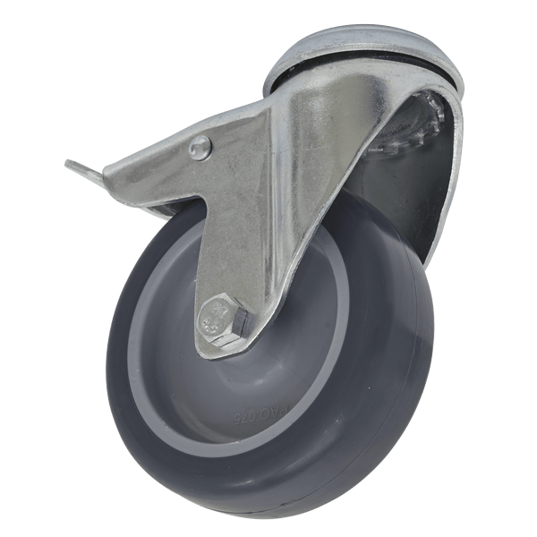 Sealey Castor Wheels Ø75mm Castor Wheel Bolt Hole Swivel with Total Lock-SCW275SBL 5054511761665 SCW275SBL - Buy Direct from Spare and Square