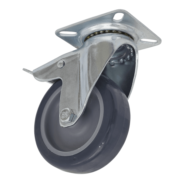 Sealey Castor Wheels Ø75mm Castor Wheel Swivel Plate with Total Lock-SCW275SPL 5054511759235 SCW275SPL - Buy Direct from Spare and Square