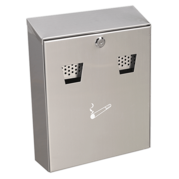 Sealey Cigarette & Litter Bins Stainless Steel Wall-Mounting Cigarette Bin-RCB02 5051747381773 RCB02 - Buy Direct from Spare and Square