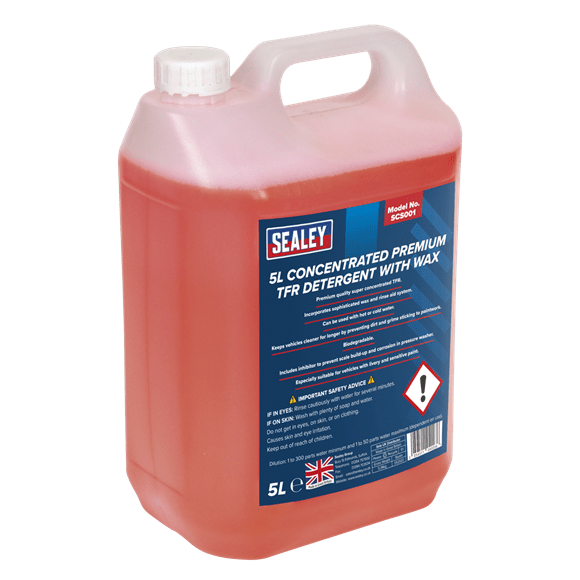 Sealey Cleaning Chemicals Sealey TFR Premium Detergent With Wax Concentrate - 5L SCS001 - Buy Direct from Spare and Square