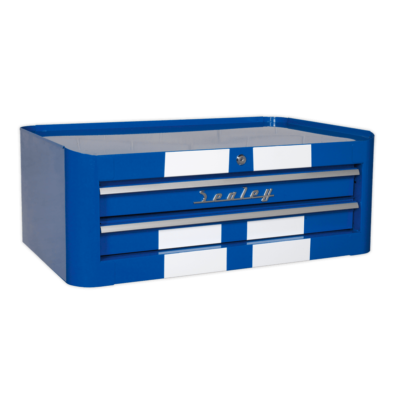 Sealey Combo Kits 10 Drawer Retro Style Topchest, Mid-Box & Rollcab Combination Blue/White Stripes-AP28COMBO2BWS 5054511038279 AP28COMBO2BWS - Buy Direct from Spare and Square