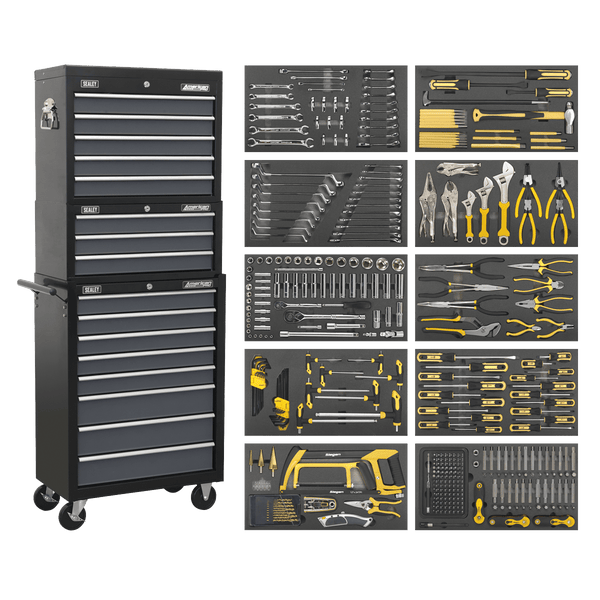 Sealey Combo Kits 16 Drawer Tool Chest Combination with Ball-Bearing Slides & 420pc Tool Kit-AP35TBCOMBO 5054511153439 AP35TBCOMBO - Buy Direct from Spare and Square