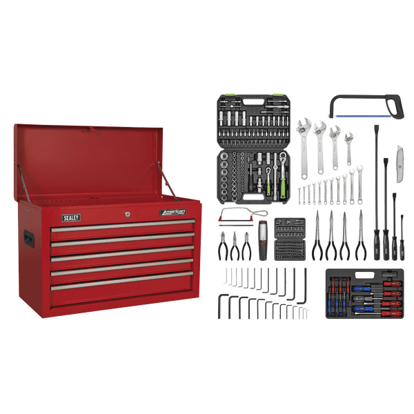 Sealey Combo Kits 5 Drawer Topchest with Ball-Bearing Slides & 272pc Tool Kit-AP225COMBO 5054511201970 AP225COMBO - Buy Direct from Spare and Square