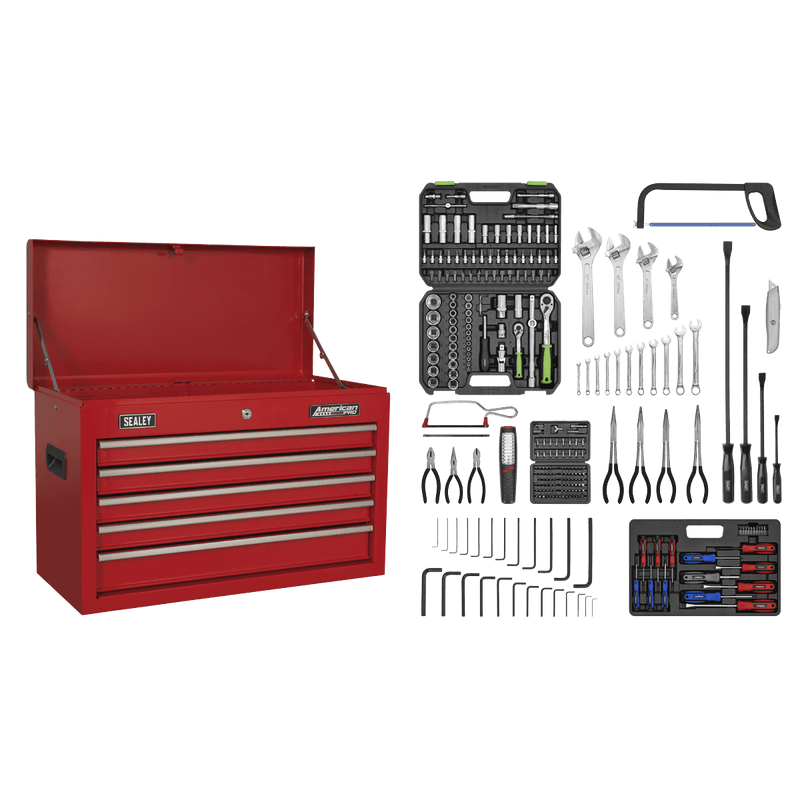 Sealey Combo Kits 5 Drawer Topchest with Ball-Bearing Slides & 272pc Tool Kit-AP225COMBO 5054511201970 AP225COMBO - Buy Direct from Spare and Square